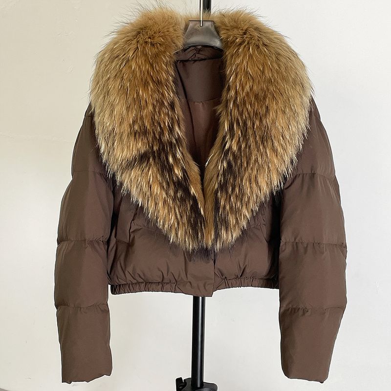 Luxury Winter Short Down Jacket For Women With Detachable Fox Fur Collar, High-Quality White Duck Down, Elegant & Stylish, Loose Fit, Warm_voghion.com
