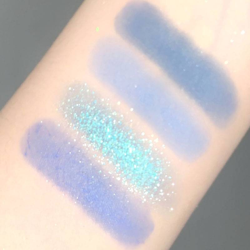 Denim blue Mystery purple smoky Gothic four-color eyeshadow Secret blue eye makeup niche_voghion.com