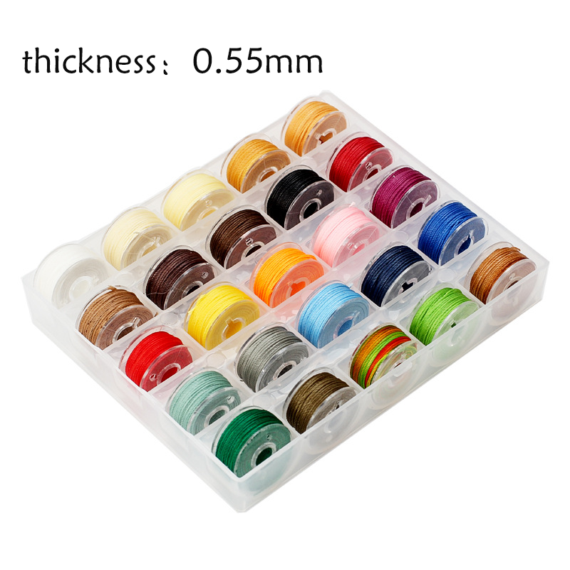 25 Renk Kutulu Yuvarlak Mumlu İplik Gökkuşağı Rengi Deri El Dikiş İpi El Örgü İpi DIY Boncuk İpi_voghion.com
