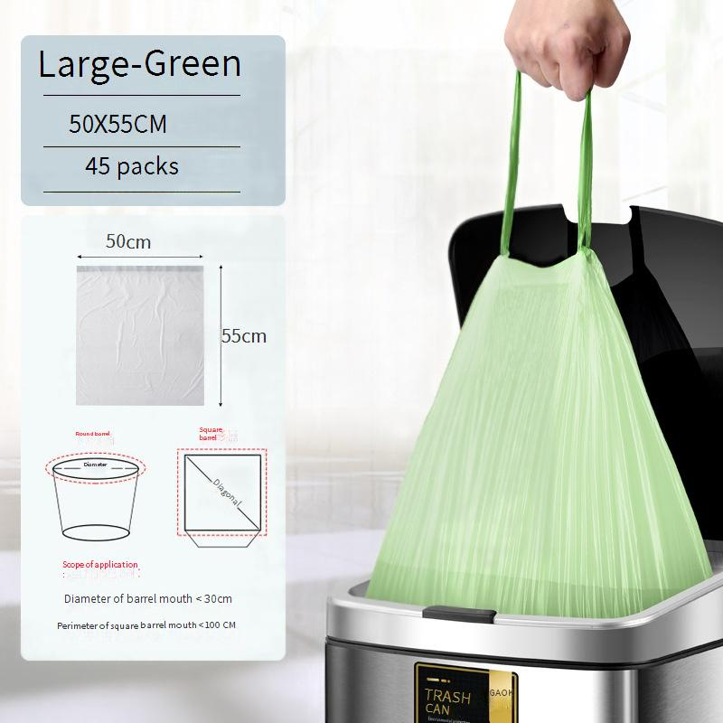 Gaok Household Thickened Drawstring Σακούλα σκουπιδιών Αυτόματο Κλείσιμο Μεγάλου Μεγέθους Κορδόνι Κουζίνας Πλαστική Τσάντα Διπλής Όψης 2,4 Μεταξωτό_voghion.com