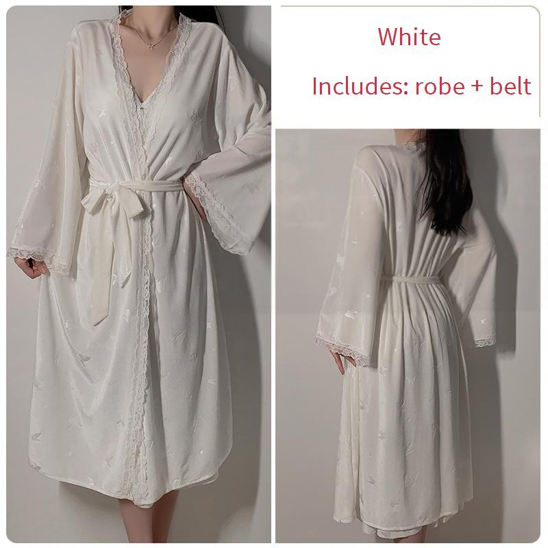 Lingerie sexy da donna, pigiama in velluto con spacchi laterali lunghi e imbottitura sul petto, vestaglia esterna aperta da notte, completo da donna_voghion.com