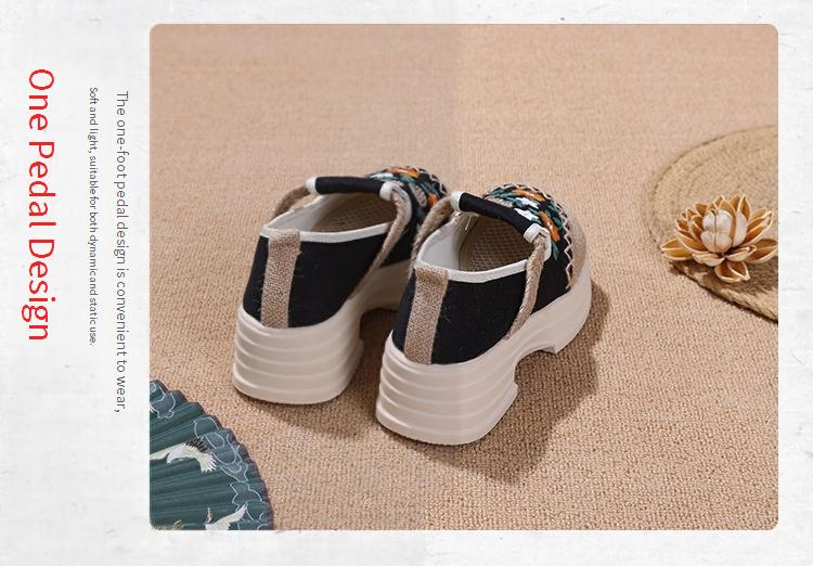 Damenschuhe Bestickte Damen-Einzelschuhe Bestickt mit Hanfu High Heels Alte Peking-Stoffschuhe Baumwoll- und Leinen-Spleißstoffschuhe_voghion.com