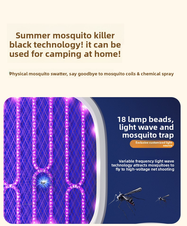 Rechargeable Foldable Mosquito Killer - 2-in-1 Electric Bug Zapper With UV Light & Auto Attractant_voghion.com