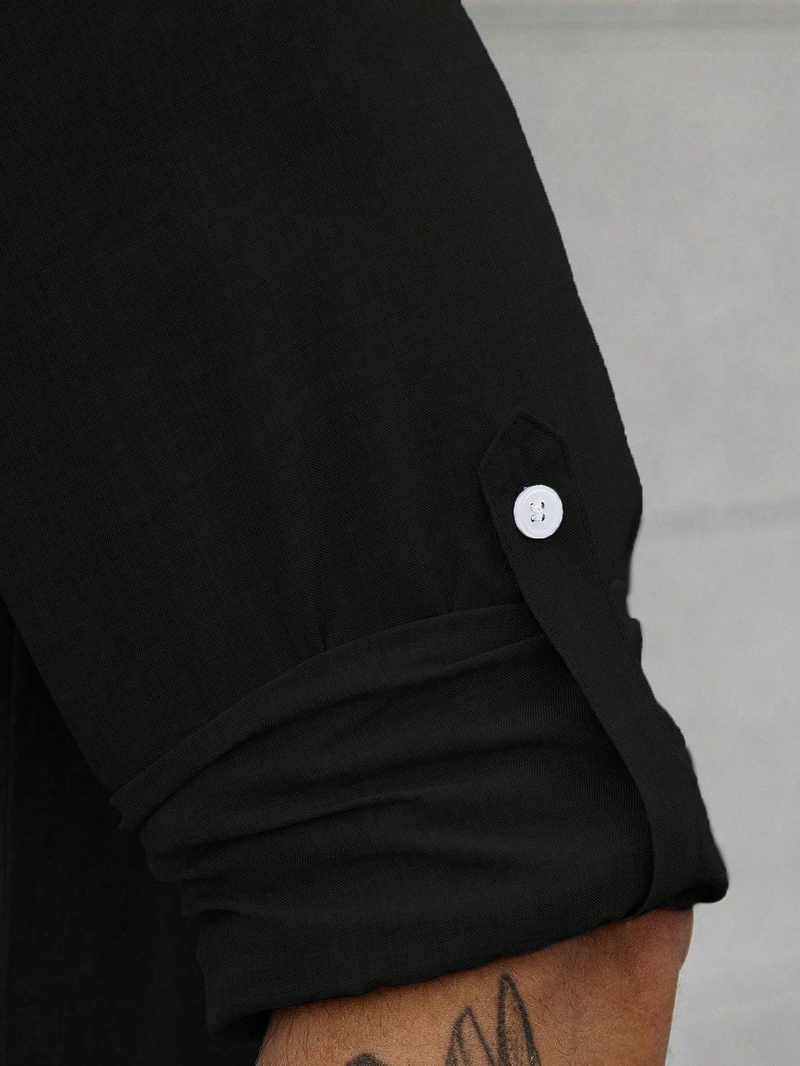 Men's New Style Stand Collar Button-Down Casual Shirt_voghion.com