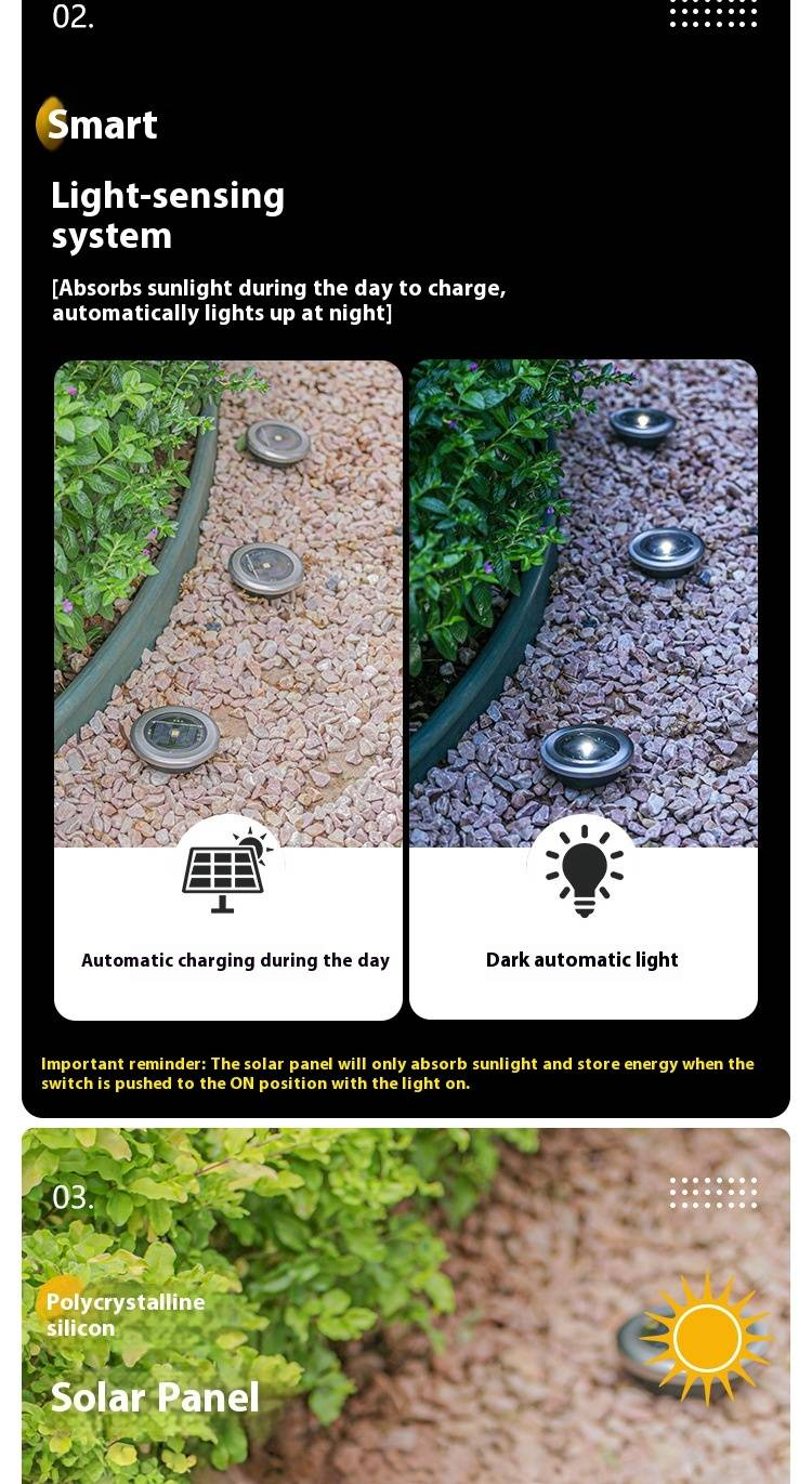 Solar-Gartenleuchten für den Außenbereich, wasserdicht, LED-Landschaftsbeleuchtung für Wege, Höfe und Terrassendekoration – Warmweiß/Kaltweiß (1/4/8 LEDs zur Auswahl)_voghion.com