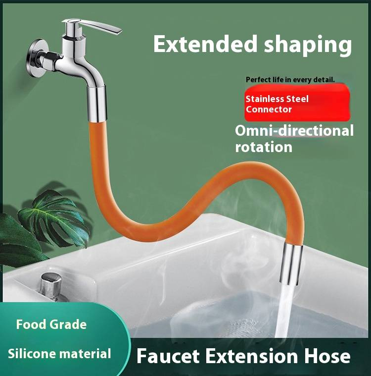 Universal 360° Swivel Faucet Extension Hose – Stainless Steel Water Tap Extender For Bathroom & Kitchen (20CM/30CM/50CM, Chrome/Black/Orange)_voghion.com