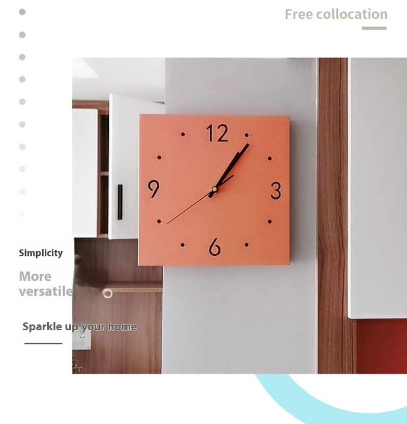 Dual-Face Silent Wall Clock - Modern Metal Corner Clock With Optional Motion-Sensor Light, Battery-Powered, Minimalist Home & Office Decor_voghion.com