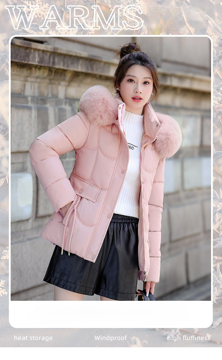 Women's Winter Parka With Detachable Faux Fur Hood – Slim-Fit Short Puffer Jacket, Plush Lined, Raccoon Dog Fur Trim, Zipper Closure (5 Colors)_voghion.com