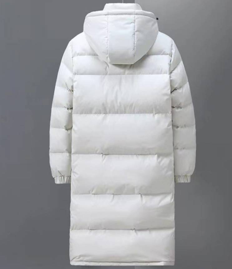 Men's Slim-Fit Long Down Coat - Korean Style Thermal Hooded Parka With Signature Logo, Couple's Matching Winter Jacket_voghion.com