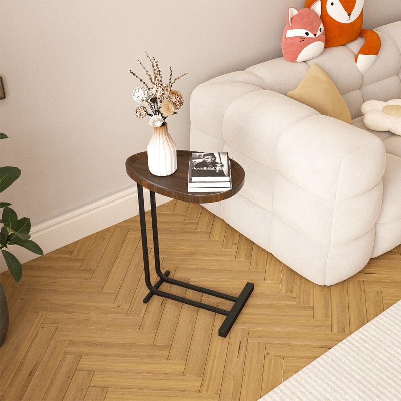 Tavolini Tavolino scorrevole laterale Comodino C Tavolino a forma di C a forma di C per struttura terminale laterale in metallo e legno con tavolo Tavolo terminale e divano B per divano_voghion.com