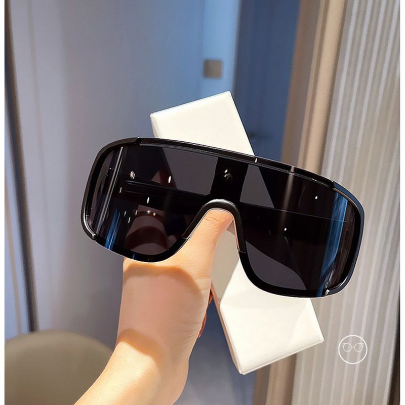 Korean Style Spring Summer One-piece Sunglasses Women With Large Faces, Windproof Cycling Glasses Men, Trendy Reflective_voghion.com