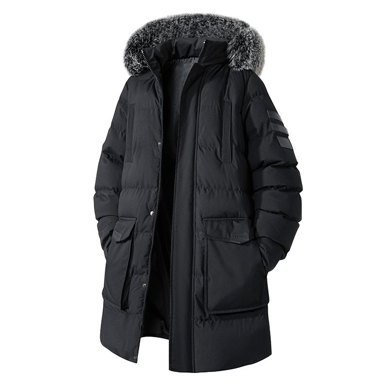 Large Size Cotton-padded Jacket For Men With Removable Hooded Cotton-padded Jacket And Large Fur Collar Cotton-padded Jacket._voghion.com