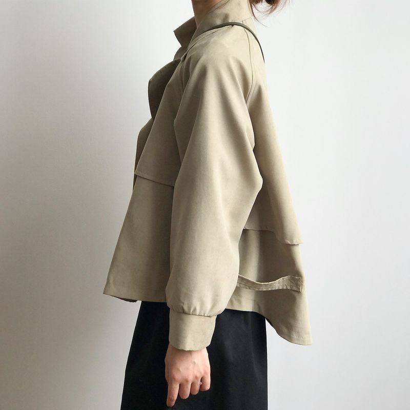 Women's Clothing spring new retro short windbreaker for small men female chic loose temperament coat 7962_voghion.com