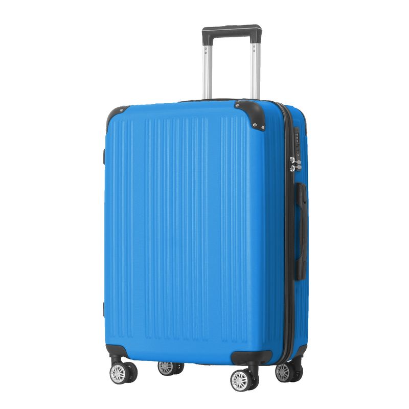 3-Piece Lightweight ABS Hardshell Luggage Set (20", 24", 26") In Deep Blue With Spinner Wheels, TSA Lock, And Adjustable Telescopic Handle - Durable Travel Suitcases_voghion.com