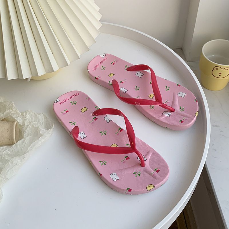 Ženski poletni risani copati za počitnice na plaži s sponkami za prste in stopala s PVC potiskom_voghion.com