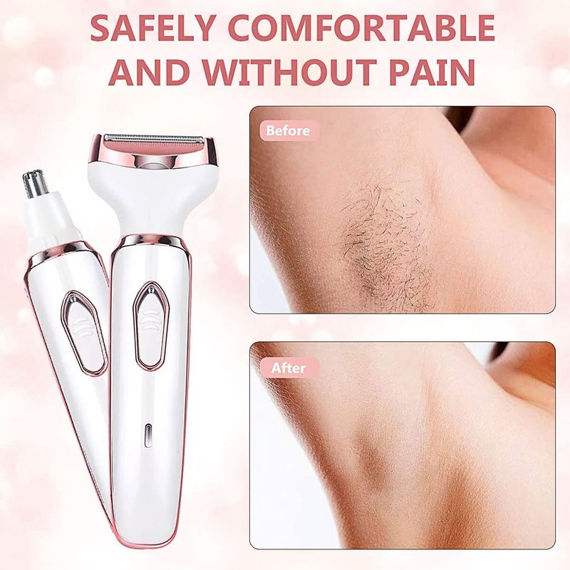 Gesichtshaarentfernung für Frauen 4 in 1 Elektrorasierer Rasierer Nase Augenbrauen Trimmer_voghion.com
