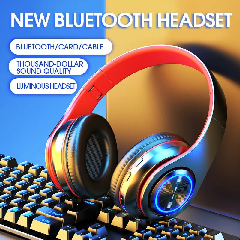Ασύρματο ακουστικό Bluetooth Πτυσσόμενα ακουστικά HiFi Stereo ακουστικά με υποστήριξη μικροφώνου Κάρτα SD FM για Xiaomi Iphone_voghion.com