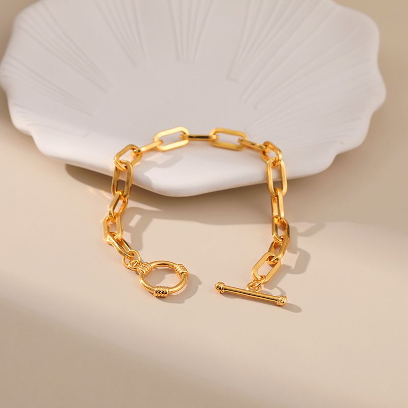 Populär minimalistesch Ins Pabeierklammer platéiert K echt Goldkette huel Design OT Schnalle kale Stil Bracelet_voghion.com