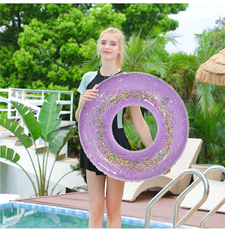 PVC Sequin Swimming Ring Thickened Outdoor Water Inflatable Floating Ring Net Celebrity Lifebuoy Underarm Circle Swimming Ring Wholesale_voghion.com