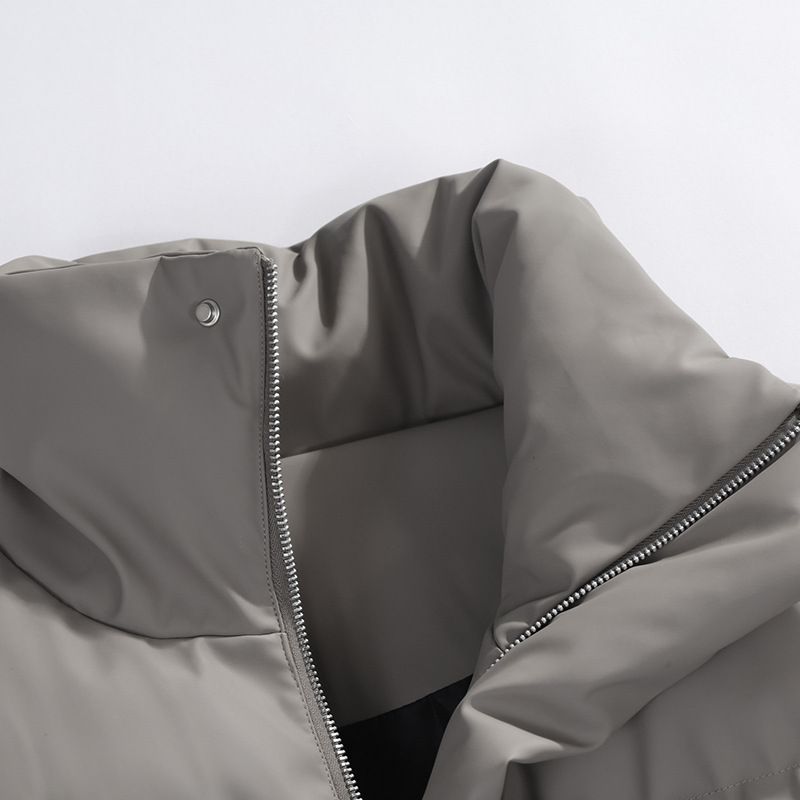 PU-Leder für Männer Winter neue trendige Paar Baumwollmantel lose Stehkragen Pufferjacke_voghion.com