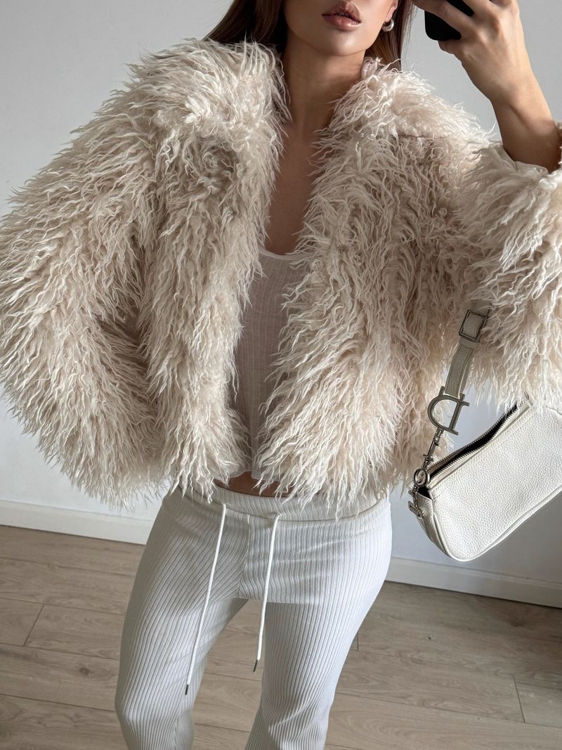 "Damen Kunstpelzmantel – Weiße Winterjacke mit Revers, Weich & Stylisch, XS-L"_voghion.com