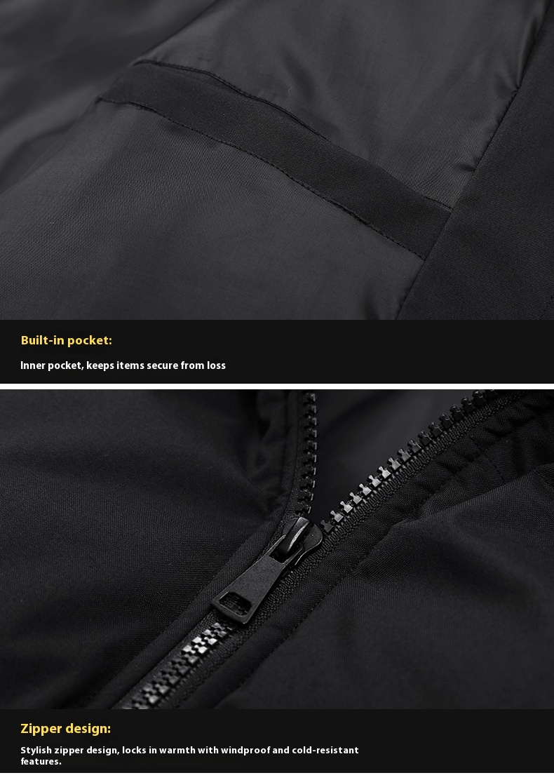 2025 New Winter Men's Stand-Up Collar Solid Color Oversized Puffer Jacket Couple's Cotton Coat Warm Windproof Cold-Resistant_voghion.com