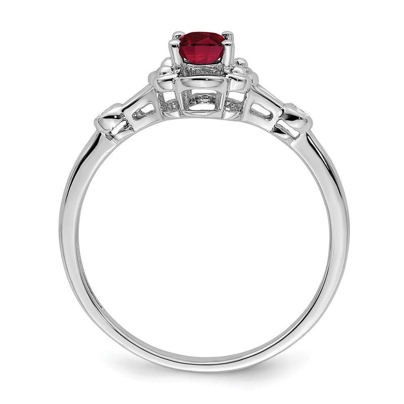 Sterling Silver Rhodium-plated Created Ruby & Diam. Ring_voghion.com