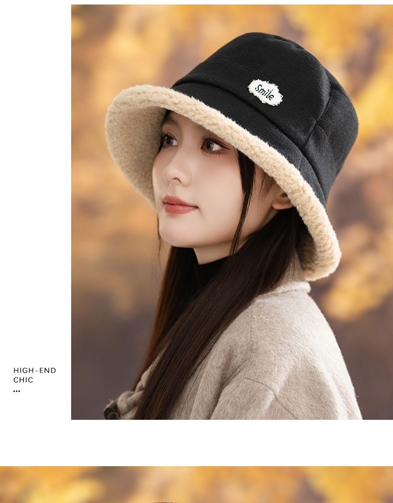 Cappello da pescatore in stile giapponese, nuovo, spesso, in peluche, con sorriso, per autunno e inverno, antivento, caldo e versatile_voghion.com