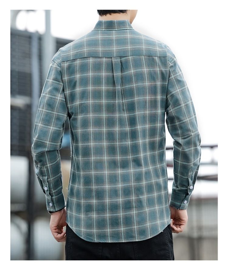 Long Sleeved Checkered Shirt For Men, Trendy, Simple, Versatile, Slim Fit, Commuting, Casual Shirt_voghion.com