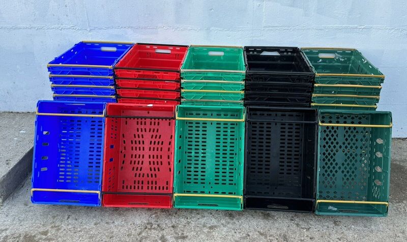 20 X 25cm Deep Bail Arm Crates / 42 Litre Plastic Stacking Boxes 60 X 40 X 25cm_voghion.com
