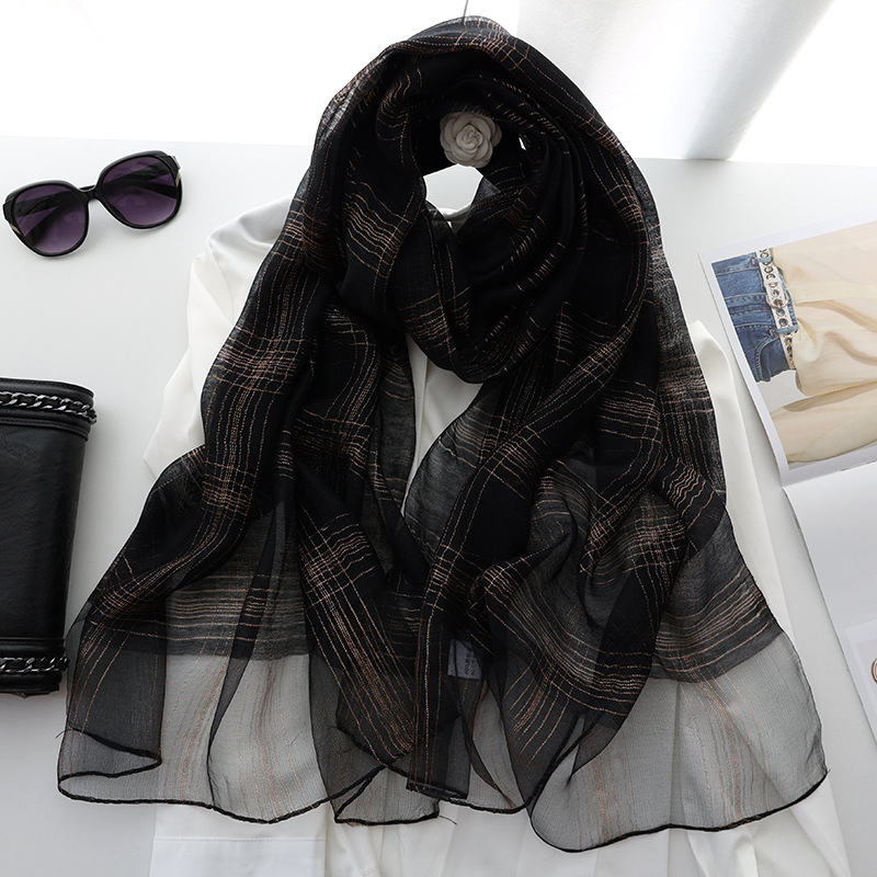 r autumn and winter new version of silk blended scarf female mulberry silk gold and silver silk long shawl dual-use silk scarf_voghion.com