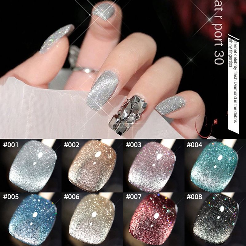 Nails Art & Tools broken diamond reflective cat's eye glue new popular color colorful laser crystal cat's eye_voghion.com