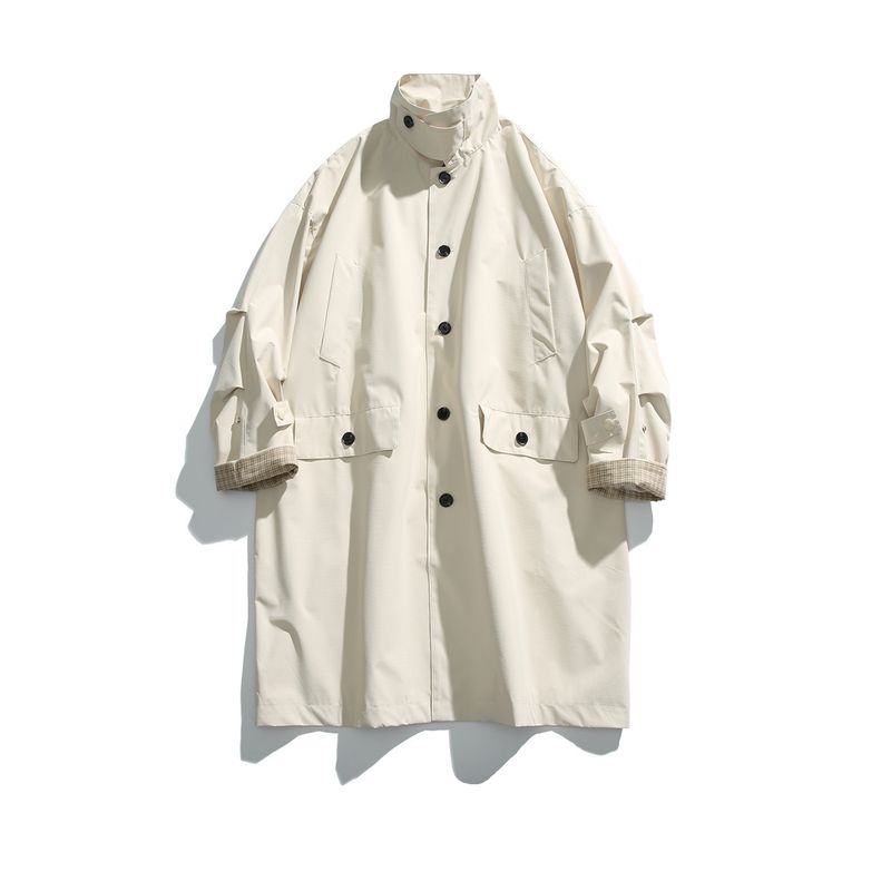 Giacca lunga da uomo, casual, da strada, da esterno, antivento, vestibilità ampia, in poliestere, moda autunnale_voghion.com