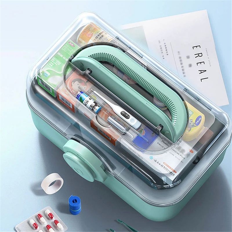 3-lagiger Erste-Hilfe-Kit-Organizer für Kleinigkeiten, tragbarer Speicher und Organizer, nützliche Medikamentenboxen für Zuhause_voghion.com