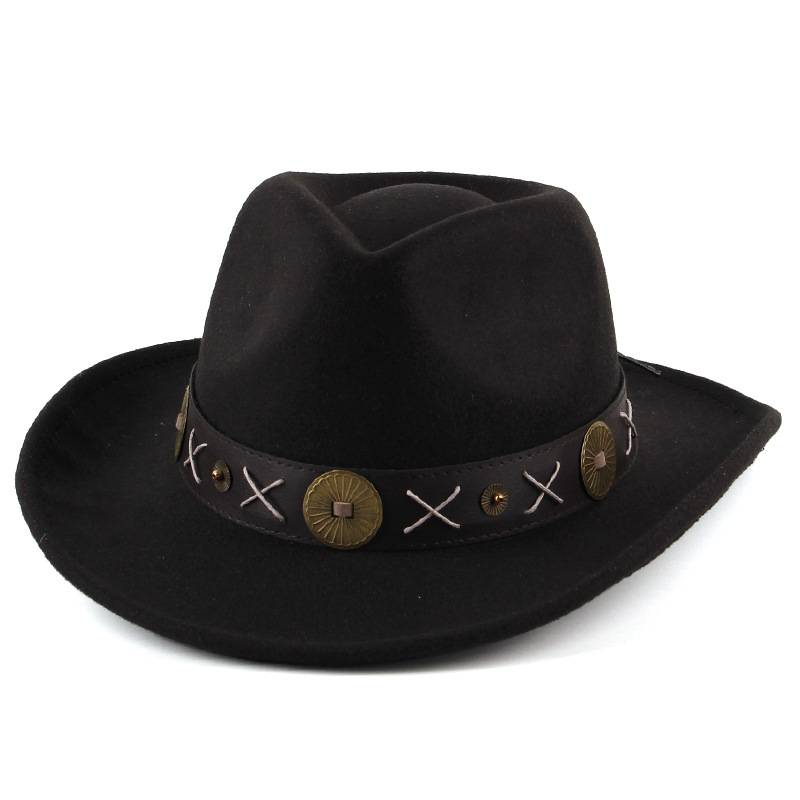 Nuovi cappelli in feltro imitazione autunno e inverno per uomo e donna, caldi cappelli jazz antivento in policotone, cappelli da cowboy western retrò europei e americani_voghion.com