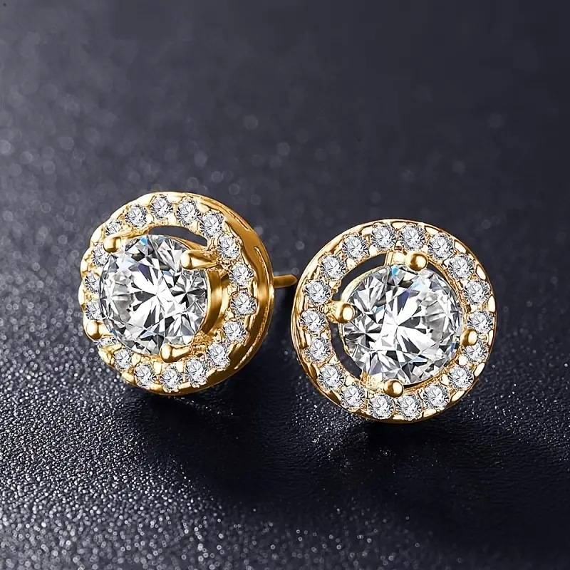 Unisex Jewelry Fashion round diamond stud earrings fashion ladies zircon earrings_voghion.com
