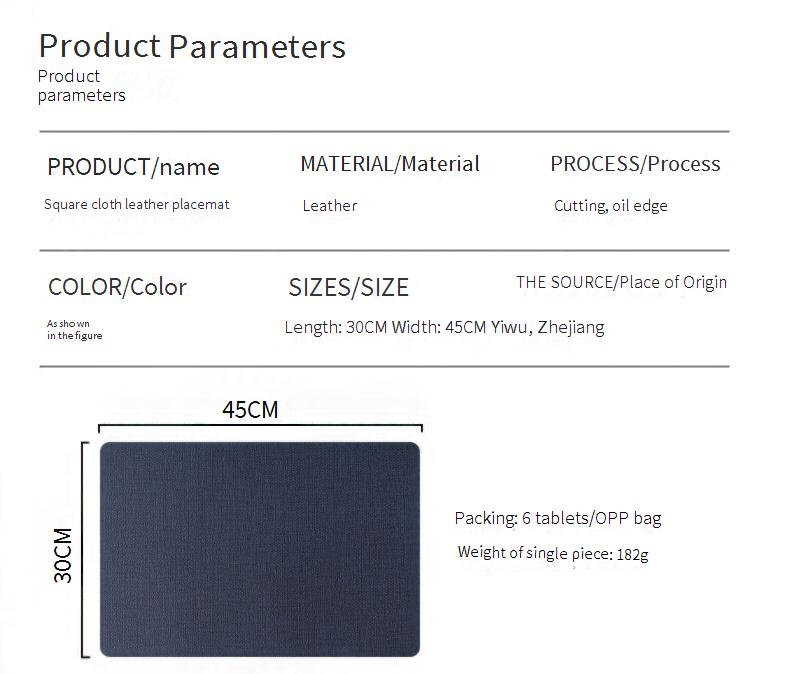 Home & Garden Square Cloth Dining Mat Yiwu Kitchen PU Coaster Leather Dining Table Mat Can Be Sent On Behalf Of The Insulation Pad Non Slip_voghion.com