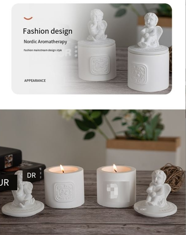 Statue Angel Series Aromatherapy Candle Essential Oil Soy Wax Aromatherapy Fragrance Fragrance Cup Diffuser Gift Box Set_voghion.com