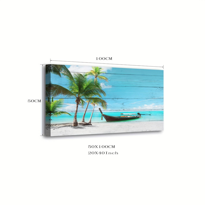 Tropical Beach Wall Art Canvas Prints Painting- Vibrant Palm Tree& Ocean Sunset Print For Living Room, Bedroom, Kitchen, Or Office Decor_voghion.com
