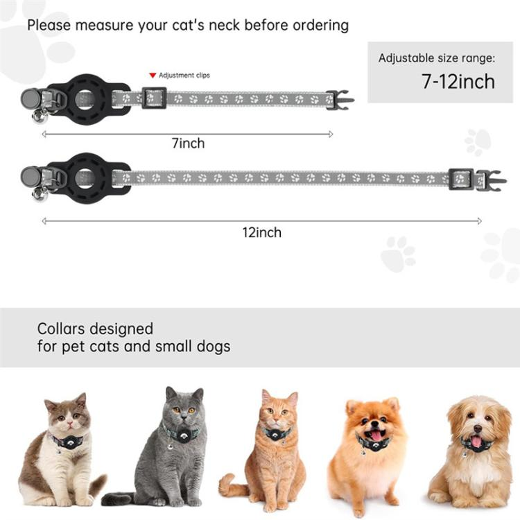 Estuche protector reflectante para collar de gato con localizador AirTag Tracker_voghion.com