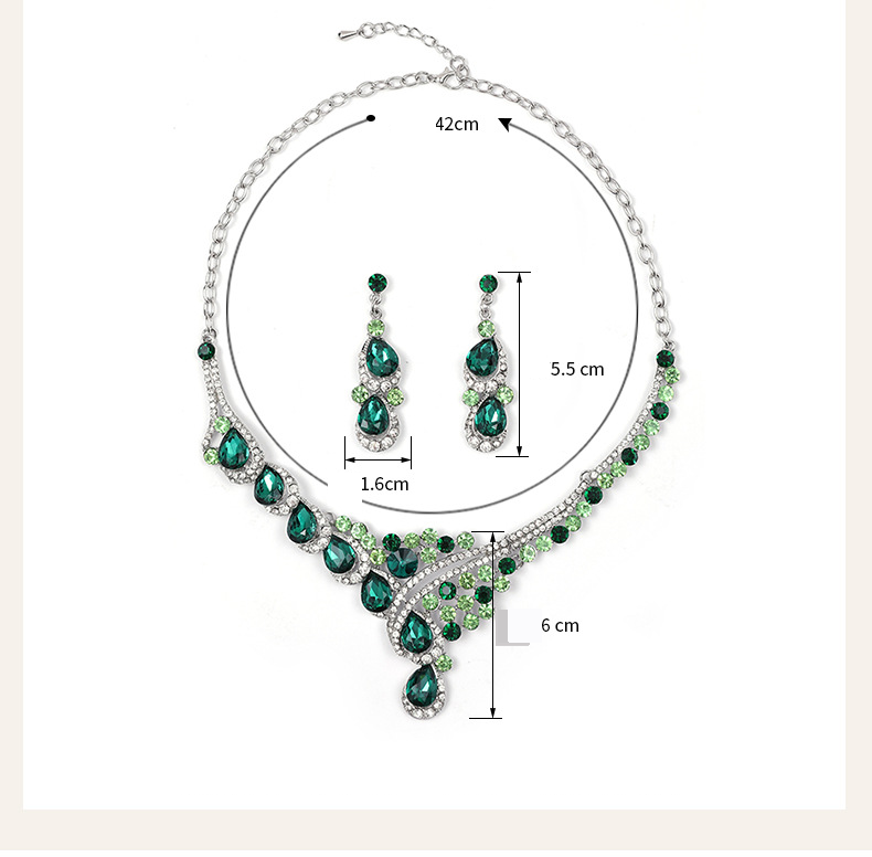 Sieradenset voor dames: overdreven retro kettingset, luxe kristal banketjurkaccessoires, sleutelbeenketting_voghion.com