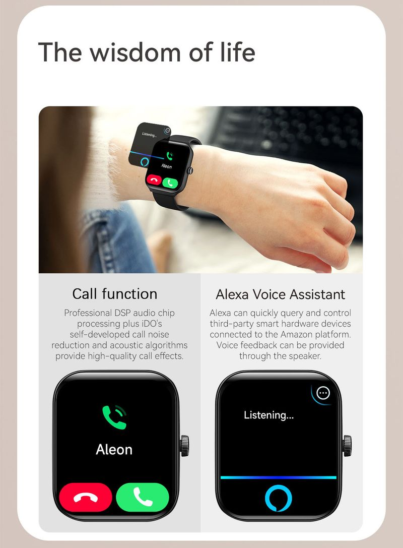 IDW 16 Sprachanrufe Smartwatch Männer Gesundheitsüberwachung Smart Notifications Sprachassistent Smart Watch Frauen_voghion.com