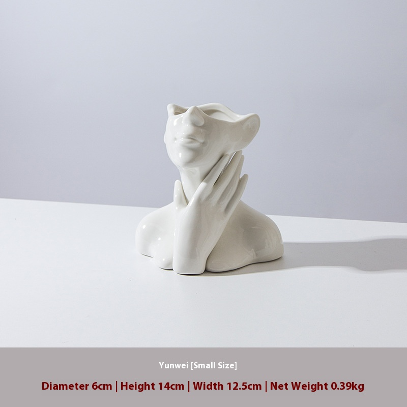 Modern Abstract Face Vase – Handcrafted Ceramic Sculpture With Glazed Finish, Minimalist Home Decor For Living Room, Office & Gift Giving_voghion.com