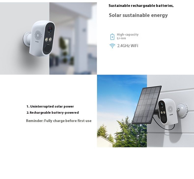 3MP Wireless WiFi Indoor/Outdoor Security Camera, IP66 Waterproof, Battery Powered, Night Vision (15m), 2-Way Audio, Motion Detection, Weatherproof_voghion.com