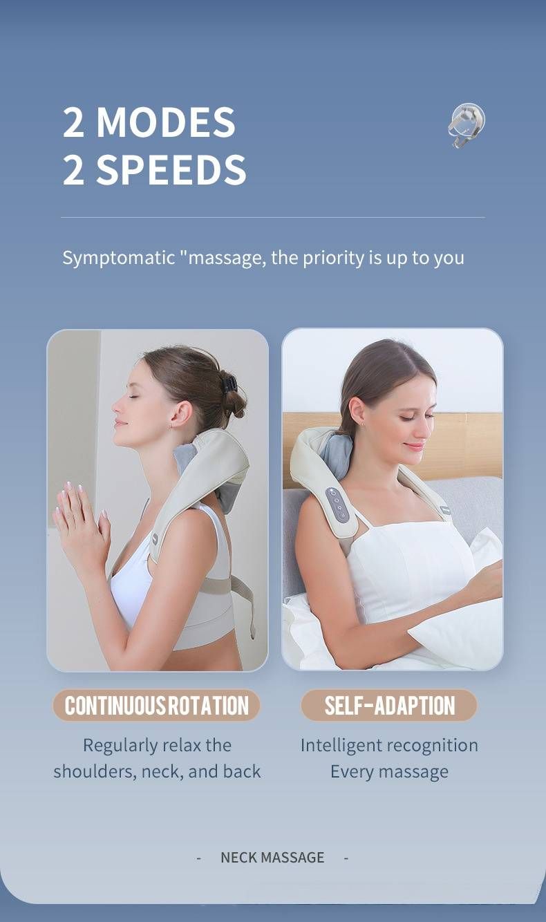 Elektrische nek- en schoudermassage met kneden, warmte en vibratie – Shiatsu-therapie met 6 knooppunten voor spierverlichting – Draadloze afstandsbediening_voghion.com