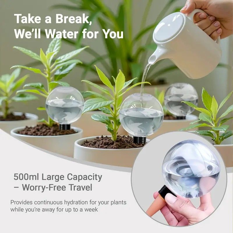 2 globos de riego para plantas de 500 ml, ideal para el hogar, para una hidratación duradera de plantas verdes._voghion.com