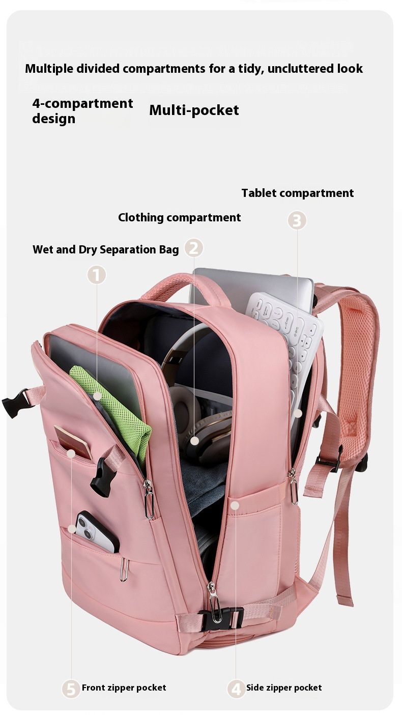 Versatile Water-Resistant Nylon Backpack With USB Port & Wet-Dry Compartment For Travel, Commuting, And Outdoor Activities Waterproof Mummy Backpack_voghion.com
