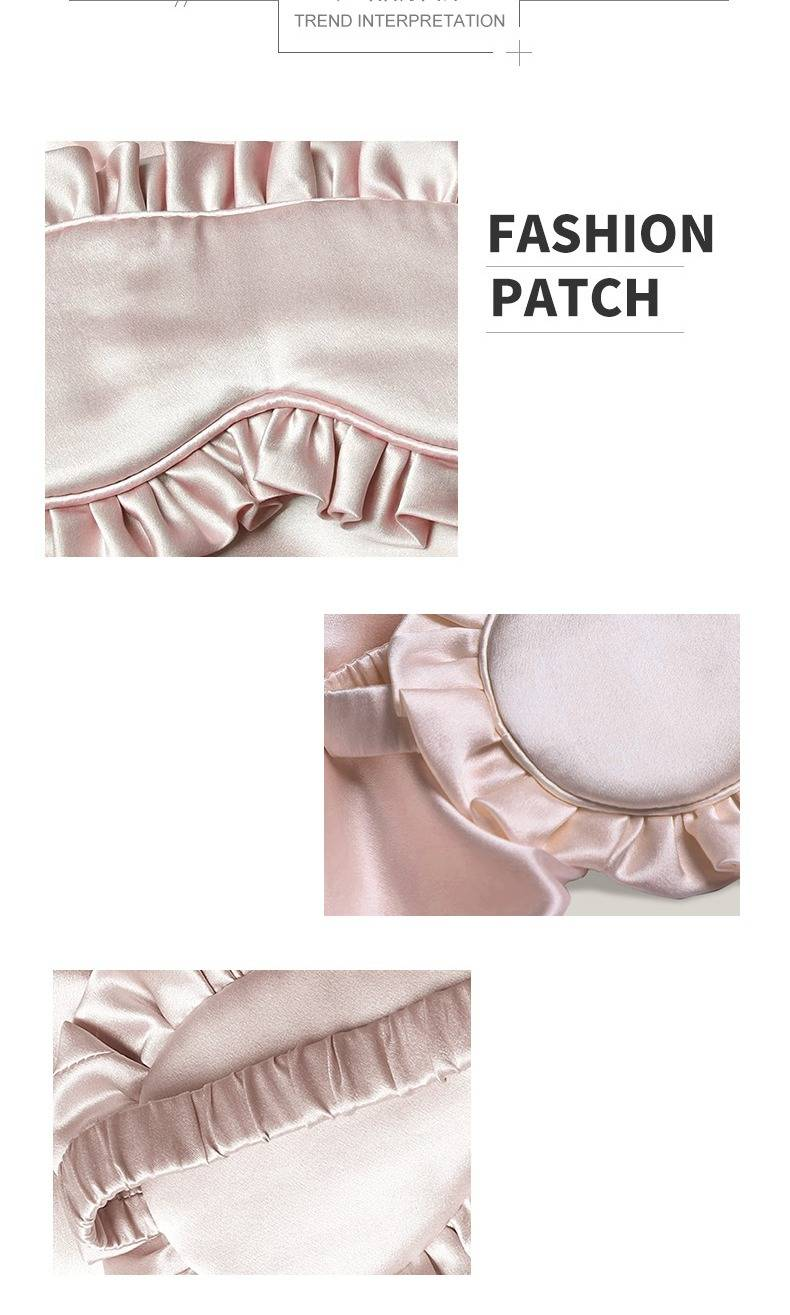 Maschera per gli occhi in seta Maschera per dormire in seta Maschera per gli occhi in seta di gelso da 19 momme con rifiniture in pizzo per un riposo confortevole e protezione degli occhi_voghion.com