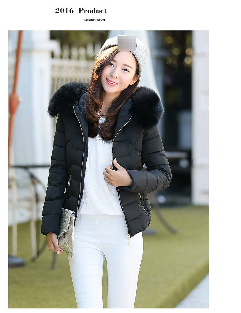 Women's Winter Short Puffer Jacket With Faux Fur Hood, Slim Fit Quilted Coat In 5 Colors (M-XXXL) – Sweet & Warm Korean Style_voghion.com