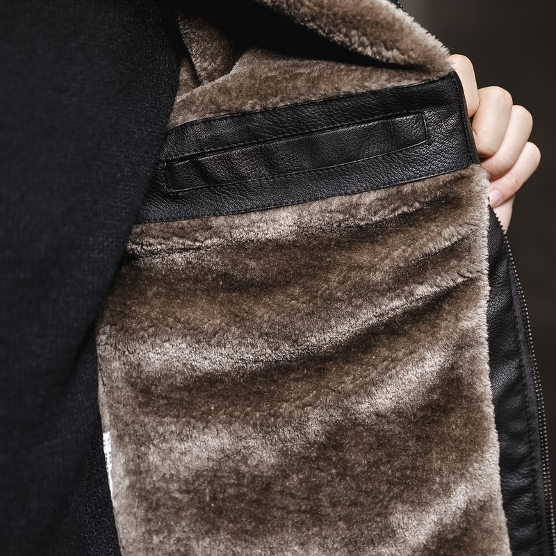 Men's Clothing Leather Jacket Lapels And Pile Thickening Trend_voghion.com